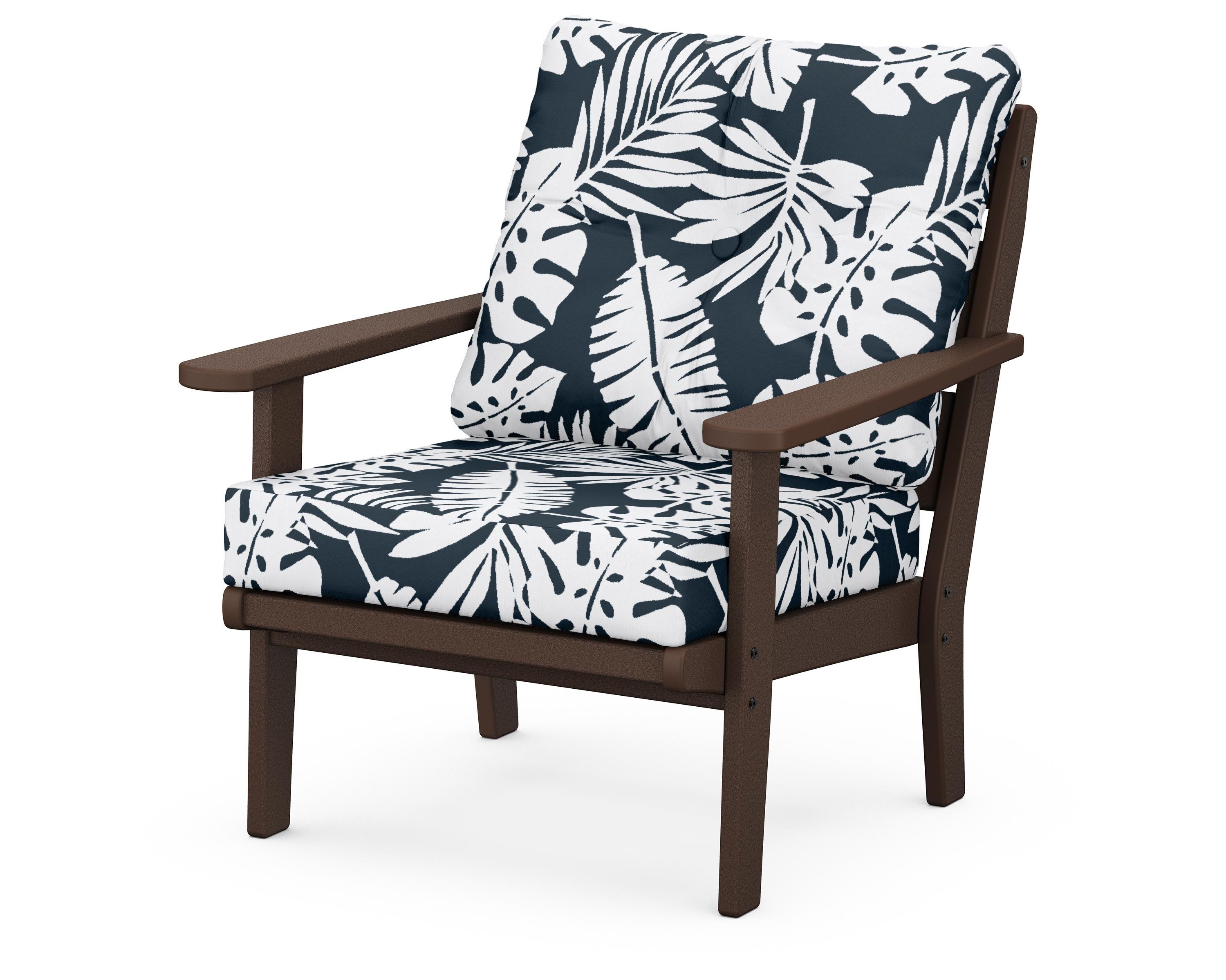 POLYWOOD® Lakeside Deep Seating Chair in Mahogany / Leaf Marine Indigo