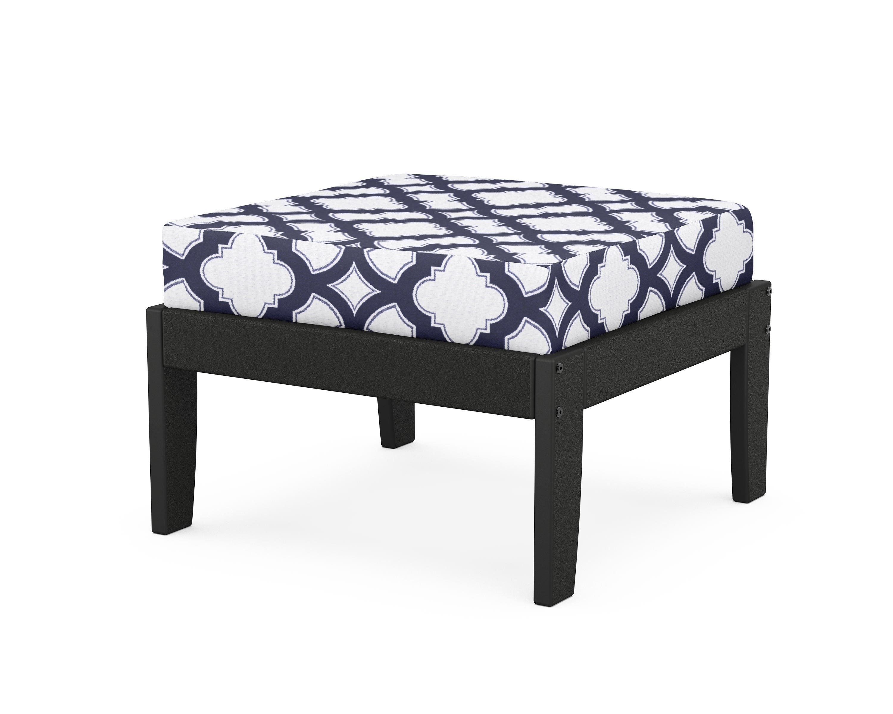 Unbranded Modular Ottoman - Classic in Black / Trellis Navy