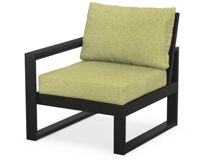 POLYWOOD® EDGE Modular Left Arm Chair in Black / Chartreuse Boucle