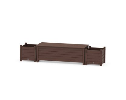 POLYWOOD® 48" Nautical Straight Planter Storage Bench Set in Mahogany