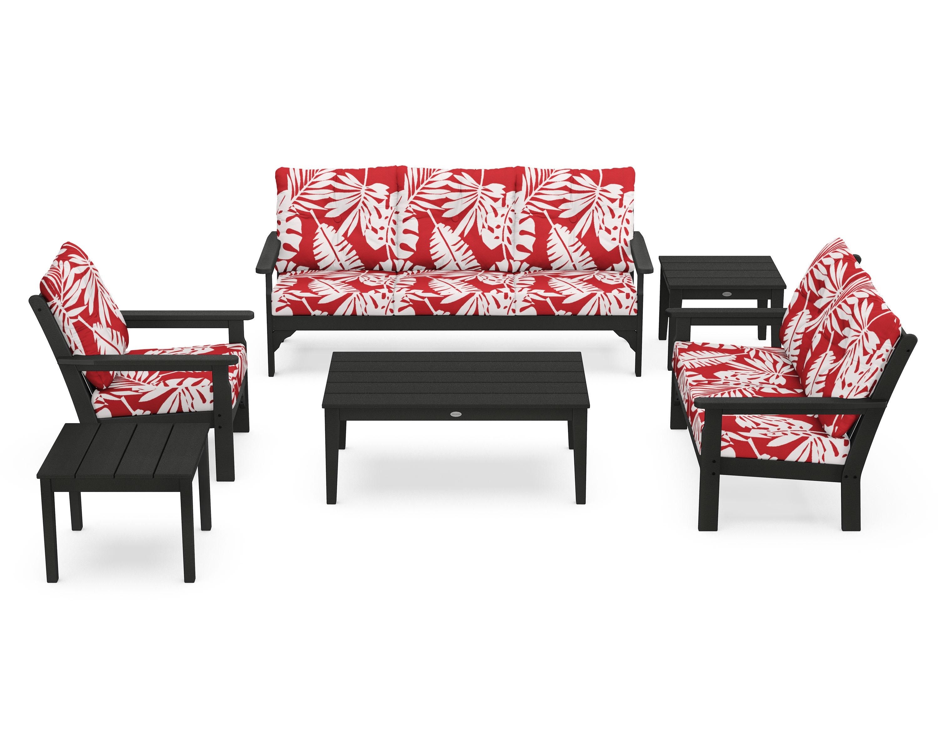 POLYWOOD® Vineyard 6-Piece Deep Seating Set in Green / Leaf Crimson