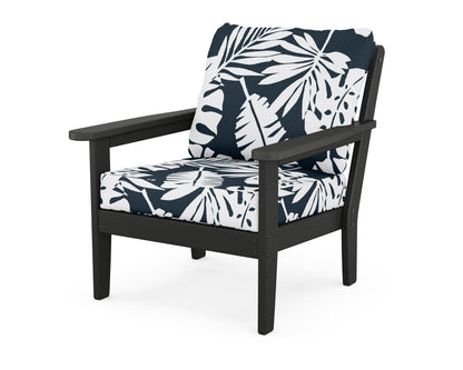 Country Living Cottage Deep Seating Chair in Black / Leaf Marine Indigo