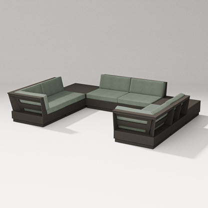 PW Designer Series Elevate 8-Piece U-Shaped Sectional in Vintage Coffee / Cast Sage
