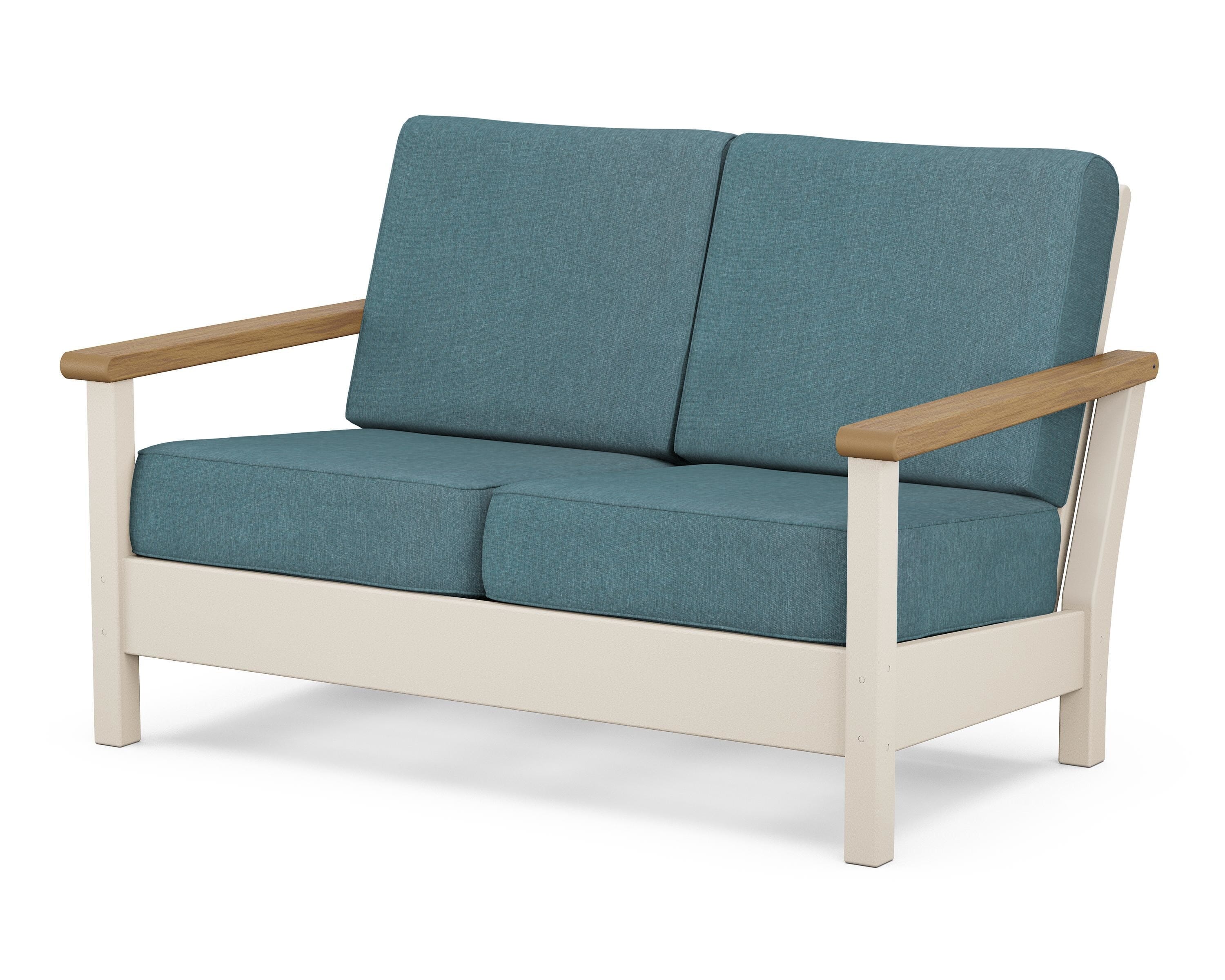 POLYWOOD® Harbour Deep Seating Loveseat in Sand / Natural / Ocean Teal