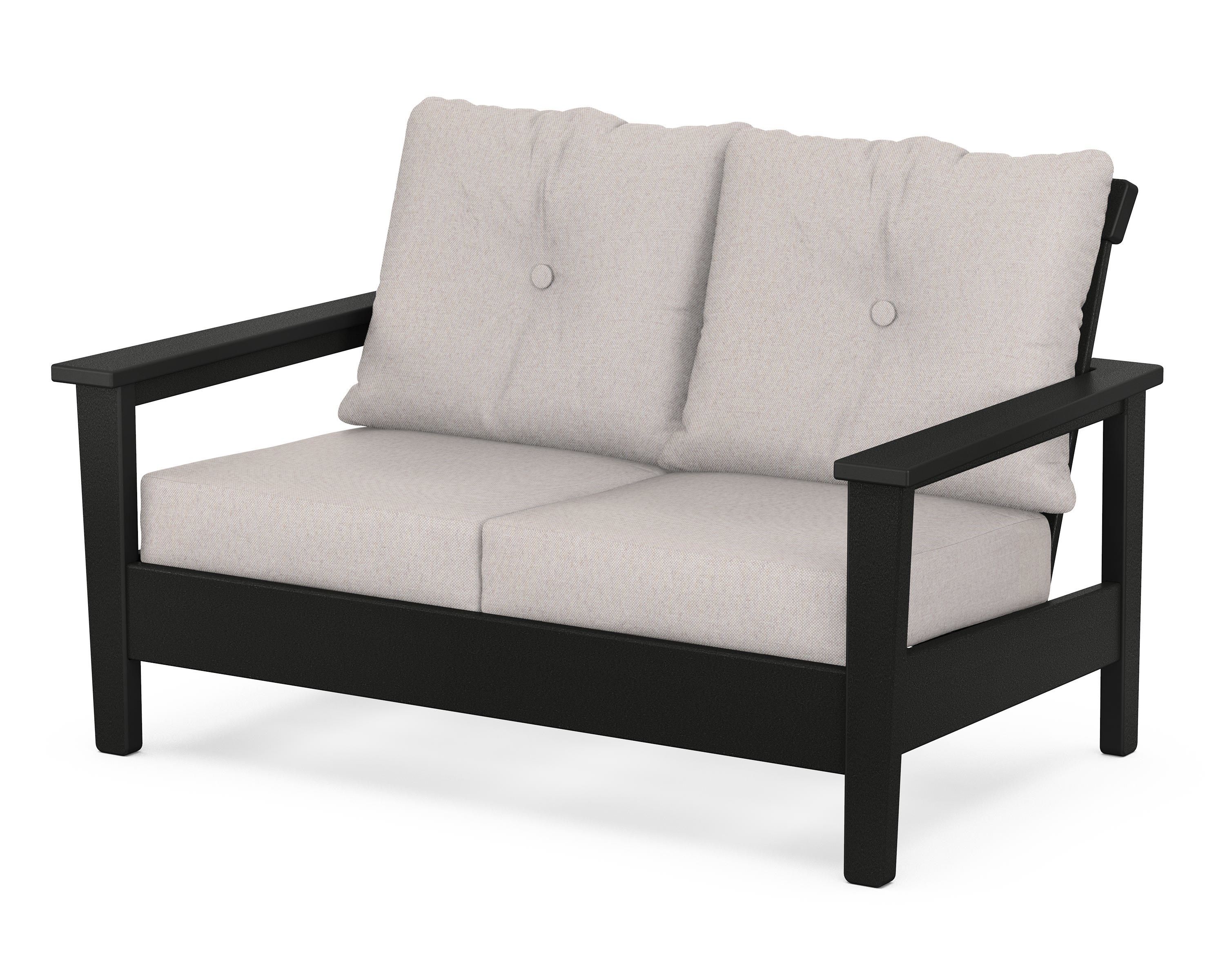 POLYWOOD® Prescott Deep Seating Loveseat in Black / Dune Burlap