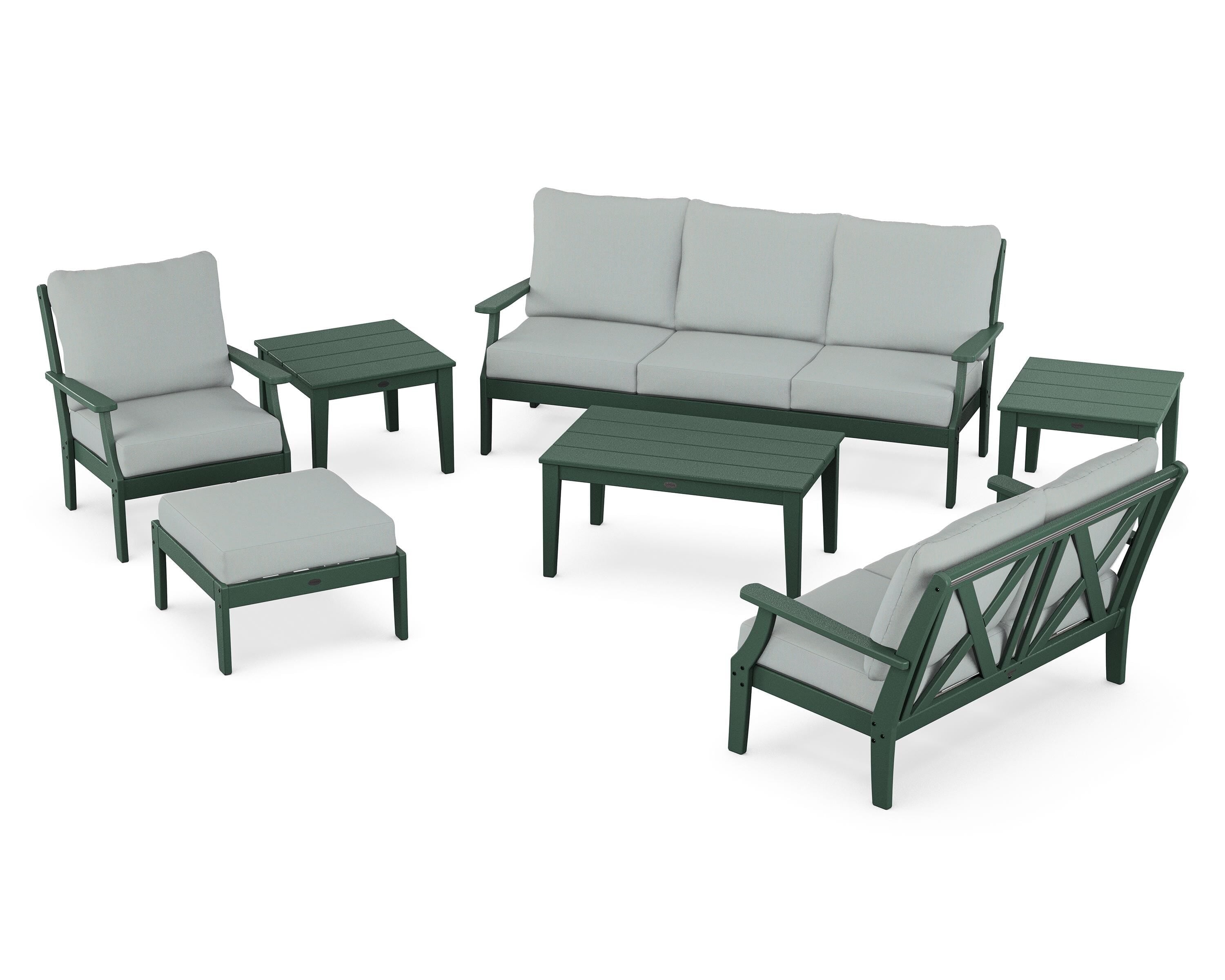 POLYWOOD® Braxton 7-Piece Deep Seating Set in Green / Spa