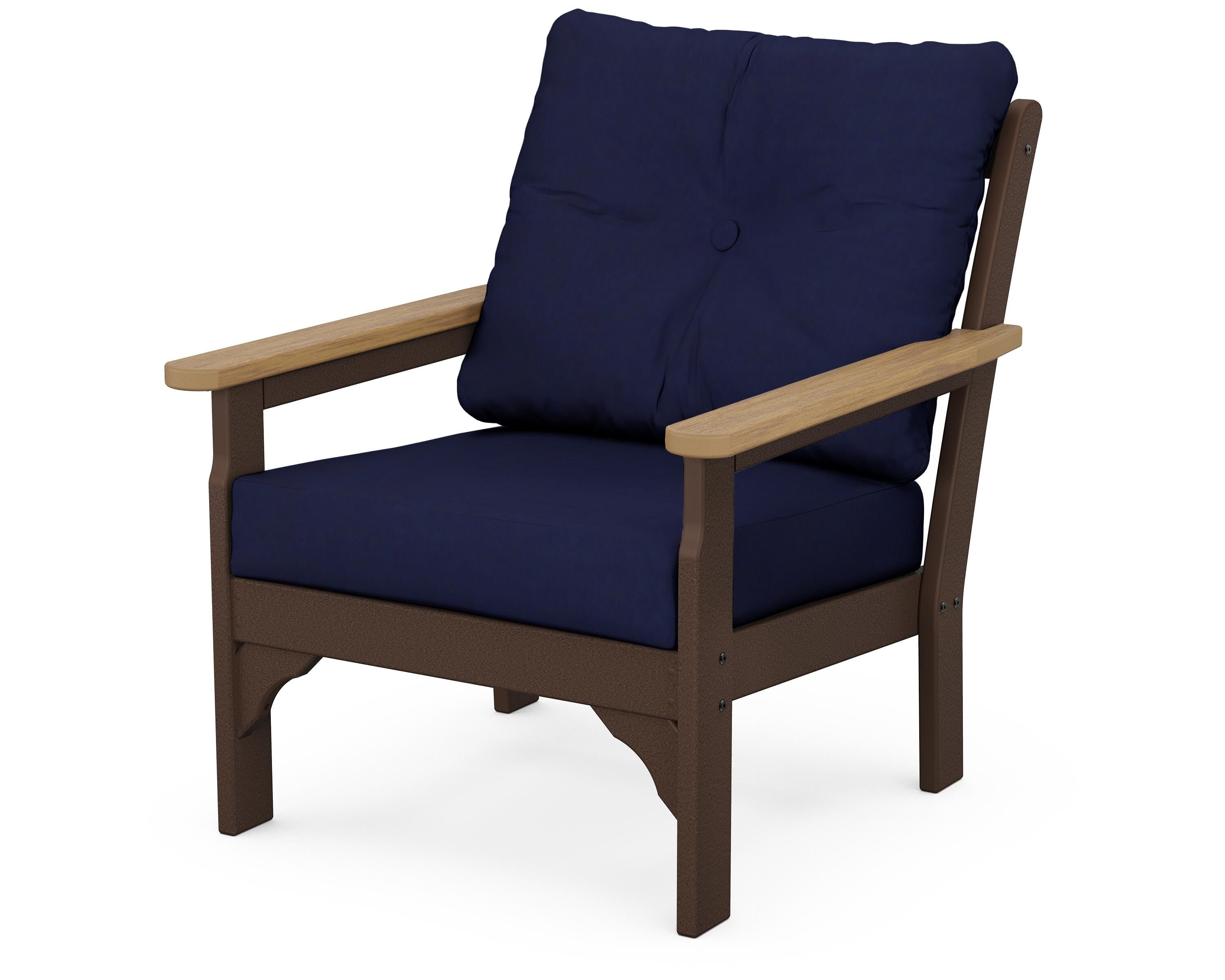 POLYWOOD® Vineyard Deep Seating Chair in Mahogany / Natural / Navy