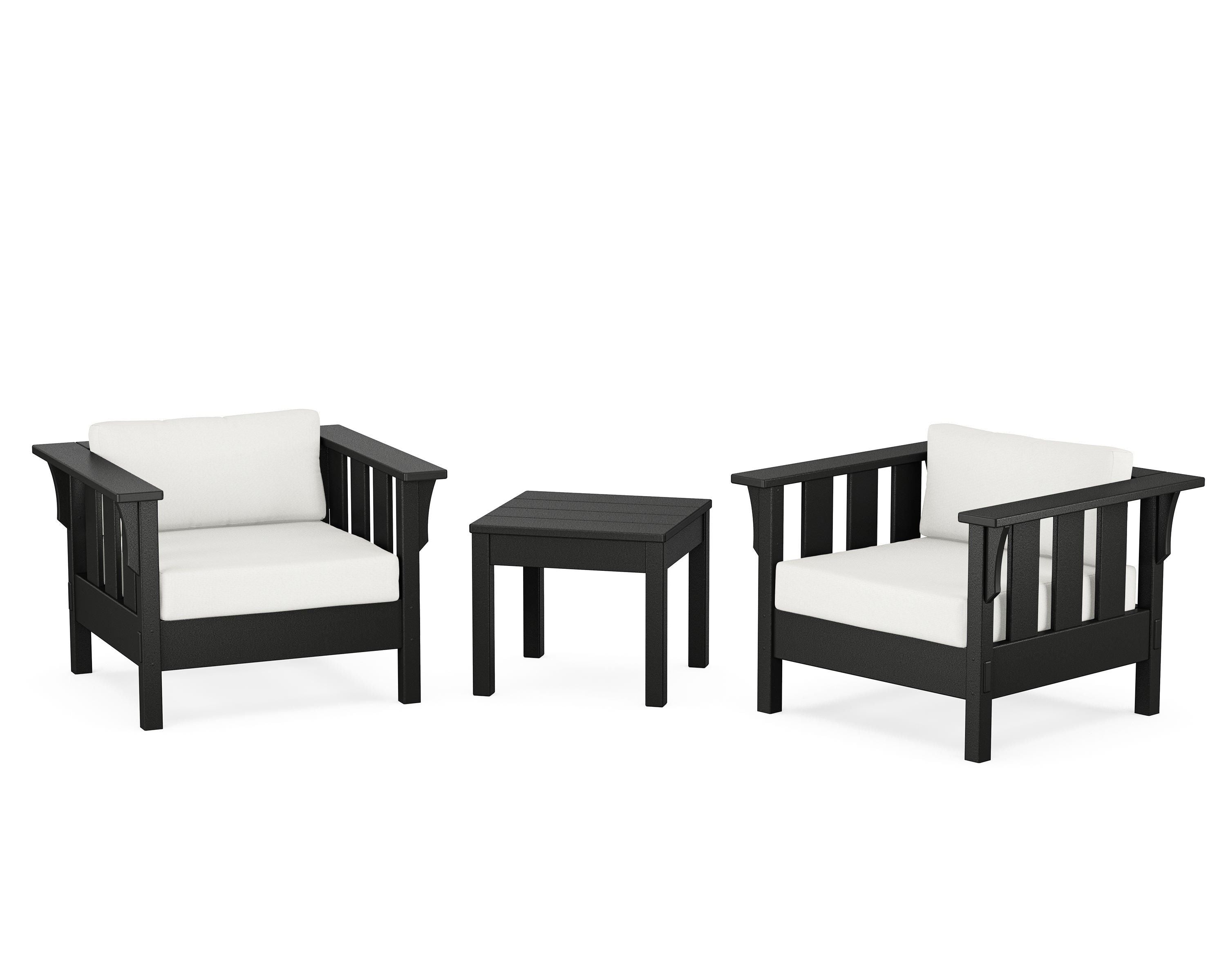 Martha Stewart by POLYWOOD® Acadia 3-Piece Deep Seating Set in Black / Natural Linen