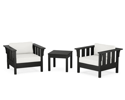 Martha Stewart by POLYWOOD® Acadia 3-Piece Deep Seating Set in Black / Natural Linen