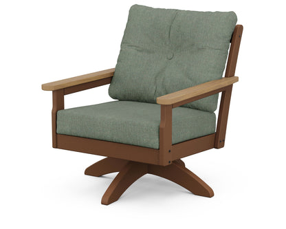 POLYWOOD® Vineyard Deep Seating Swivel Chair in Teak / Natural / Cast Sage