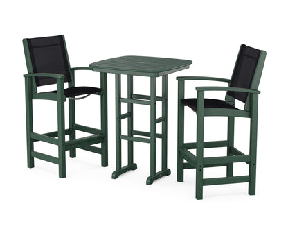 POLYWOOD® Coastal 3-Piece Bar Set in Green / Black Sling