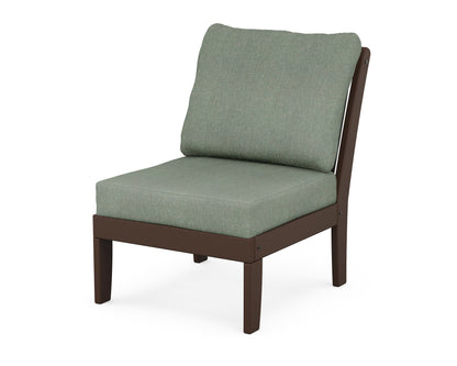 POLYWOOD® Braxton Modular Armless Chair in Mahogany / Cast Sage