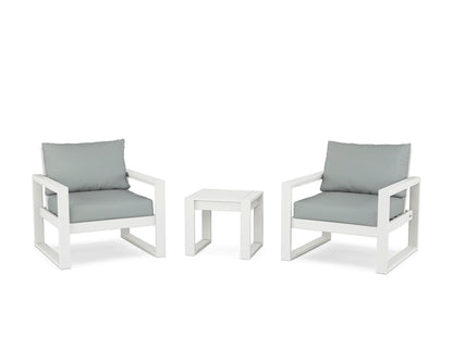POLYWOOD® EDGE Sectional 3-Piece Deep Seating Set in Vintage White / Spa