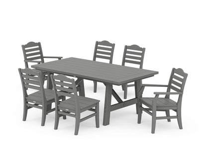 POLYWOOD® Savannah 7-Piece Rustic Farmhouse Dining Set in Slate Grey