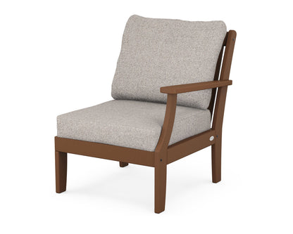 POLYWOOD® Braxton Modular Right Arm Chair in Teak / Weathered Tweed