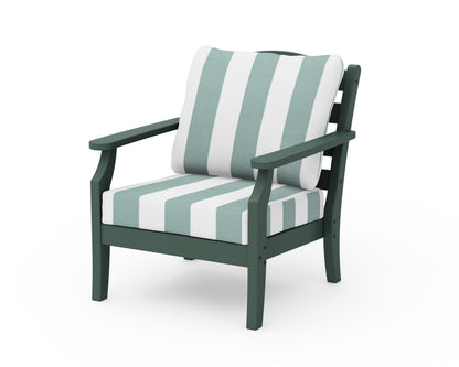 Draper James™ by  POLYWOOD® Savannah Deep Seating Chair in Green / Cabana Stripe Glacier Spa