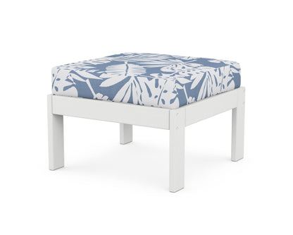 POLYWOOD® Vineyard Modular Ottoman in White / Leaf Sky Blue