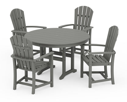 POLYWOOD® Palm Coast 5-Piece Round Farmhouse Dining Set in Slate Grey