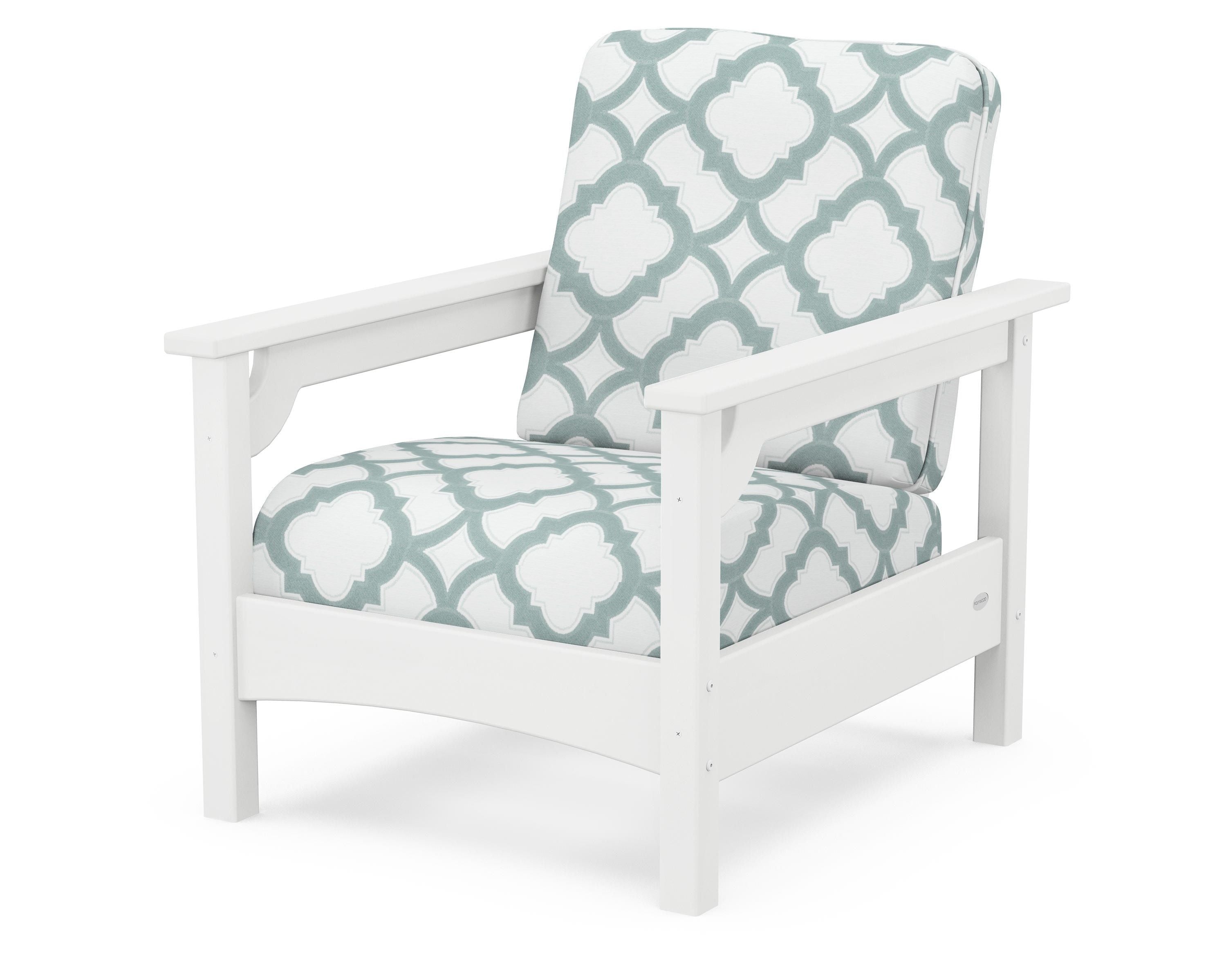 POLYWOOD® Club Chair in White / Trellis Glacier Spa