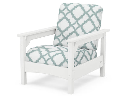 POLYWOOD® Club Chair in White / Trellis Glacier Spa