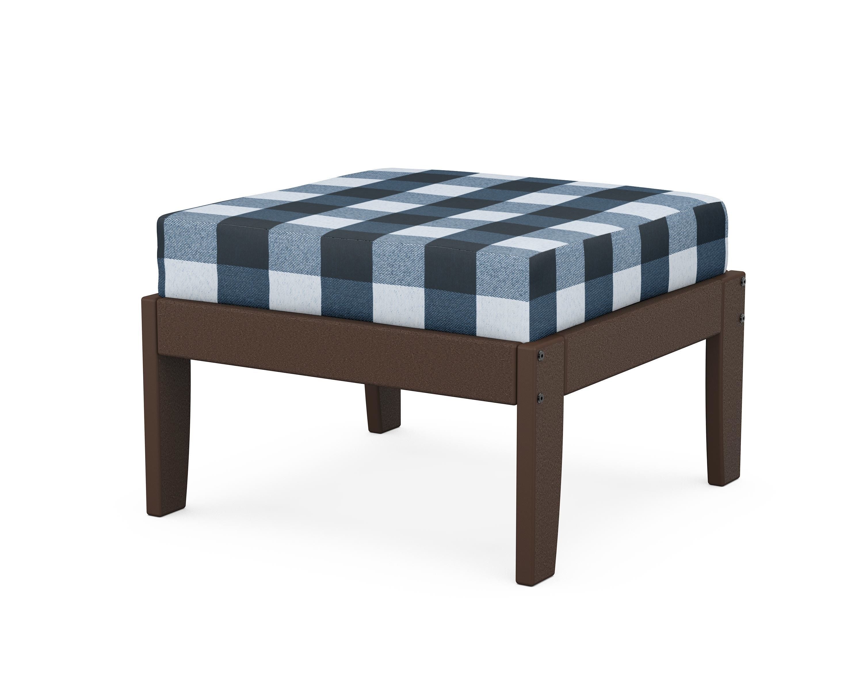 Unbranded Modular Ottoman - Classic in Mahogany / Buffalo Plaid Marine Indigo