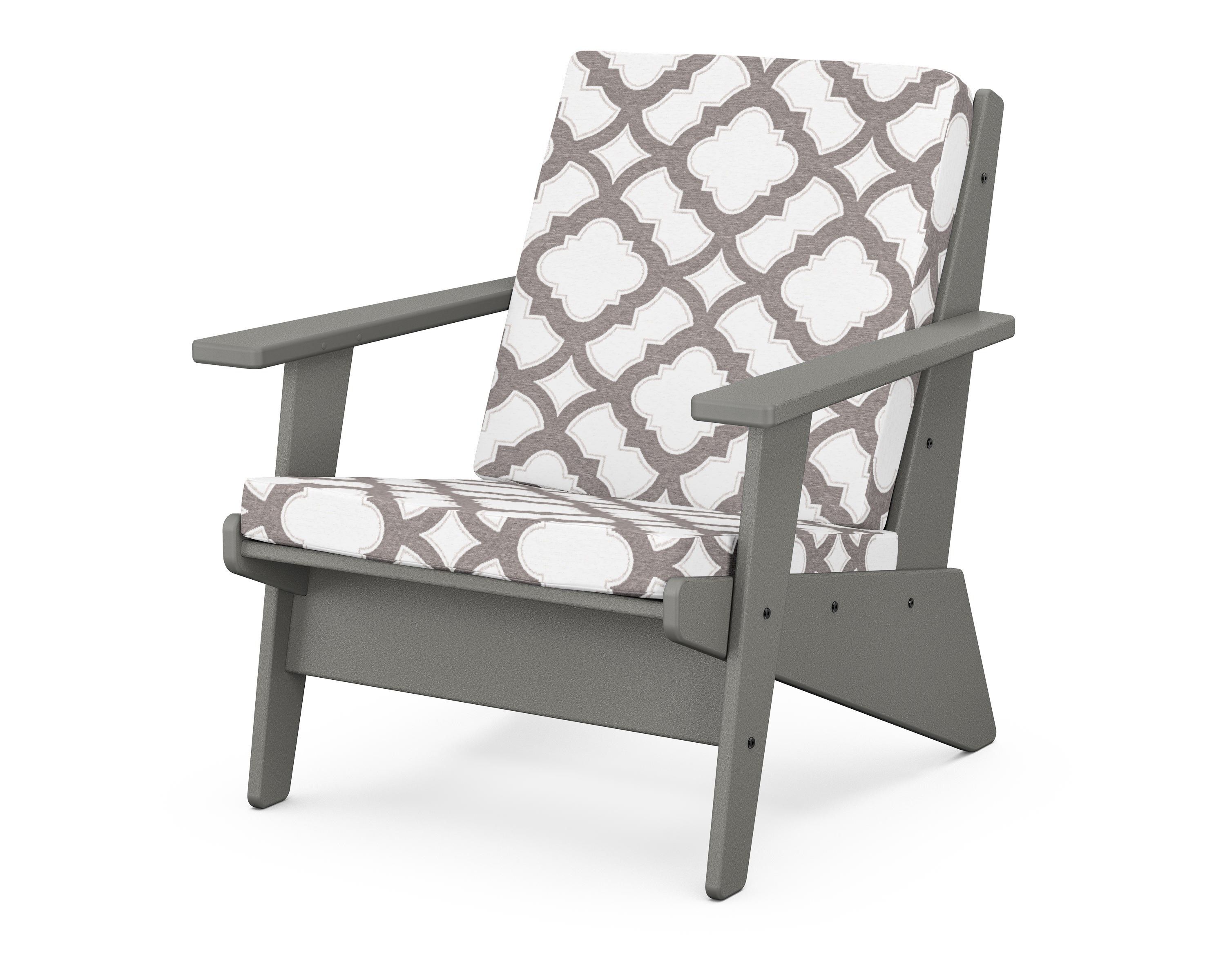 POLYWOOD® Riviera Modern Lounge Chair in Slate Grey / Trellis Grey Mist