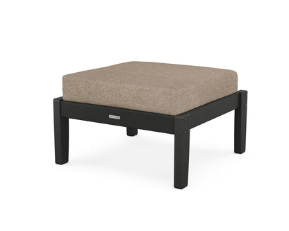 Martha Stewart by POLYWOOD® Chinoiserie Deep Seating Ottoman in Black / Spiced Burlap