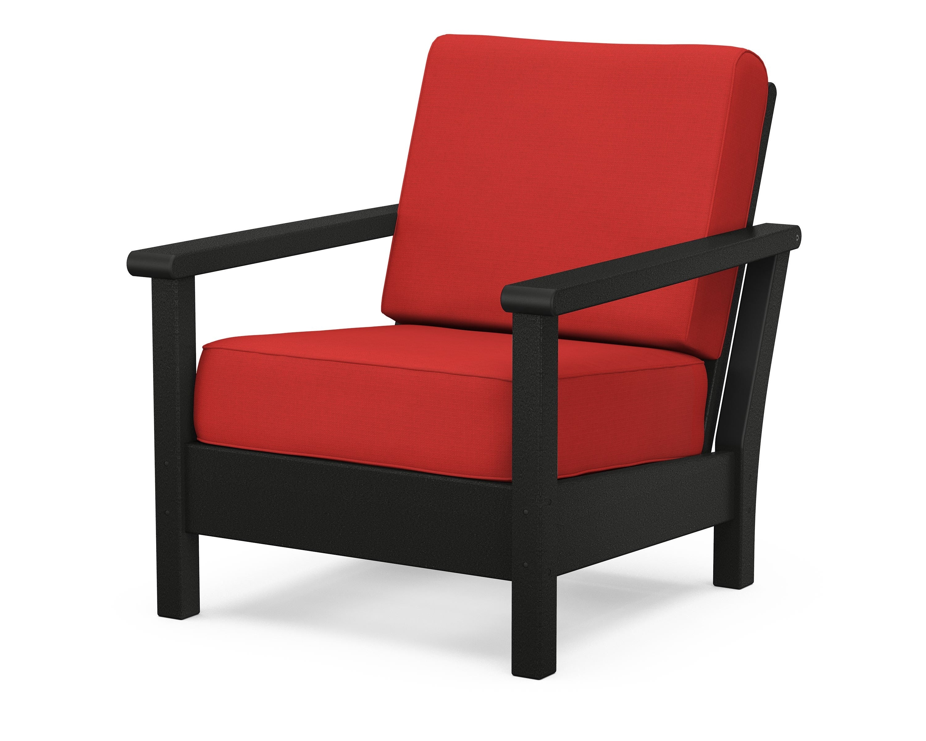 POLYWOOD® Harbour Deep Seating Chair in Black / Crimson Linen