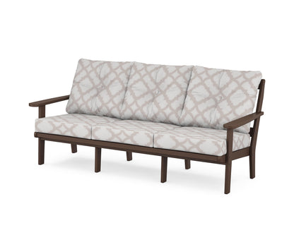 POLYWOOD® Mission Deep Seating Sofa in Mahogany / Trellis Dune Burlap