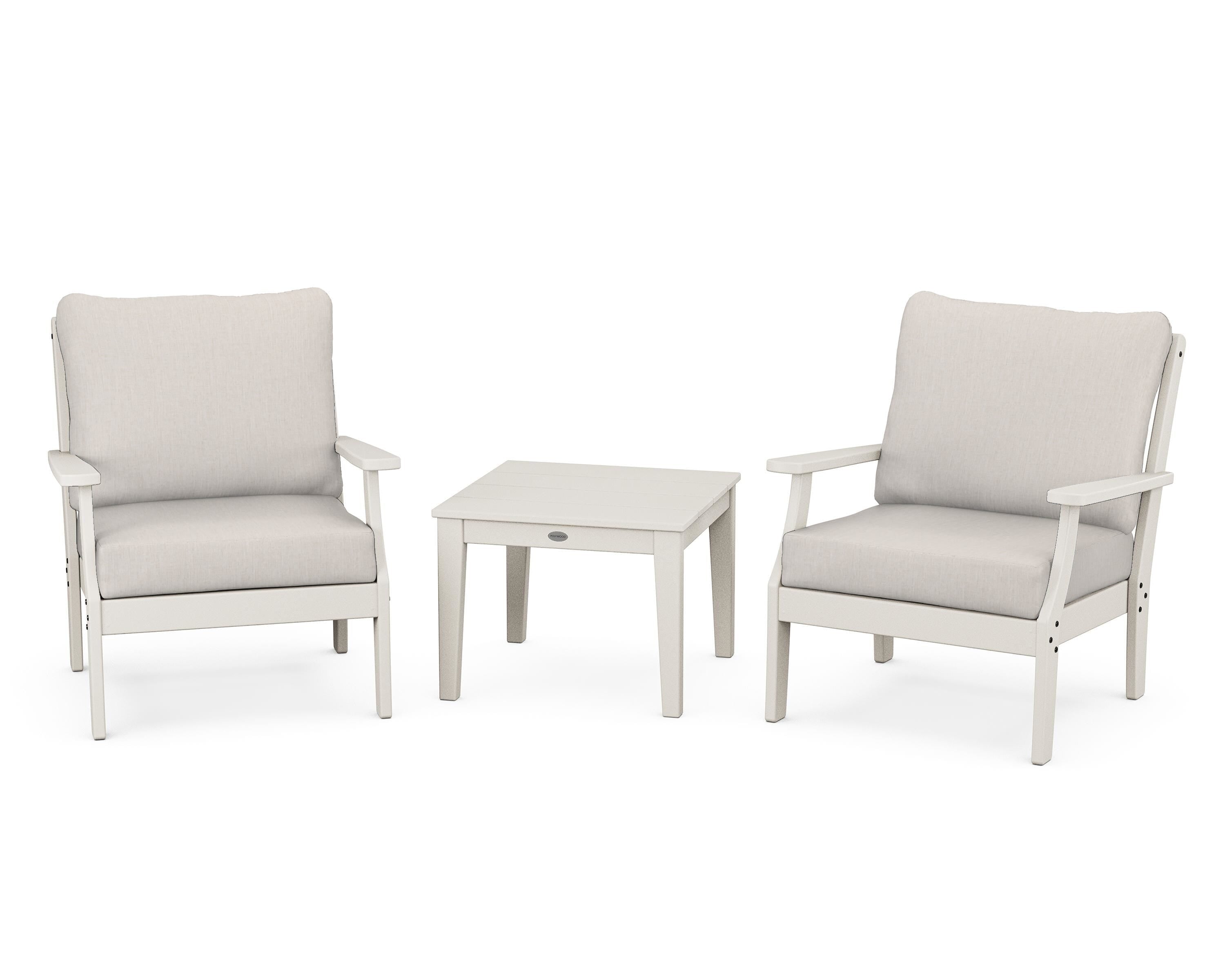 POLYWOOD® Braxton 3-Piece Deep Seating Set in Sand / Cast Ash