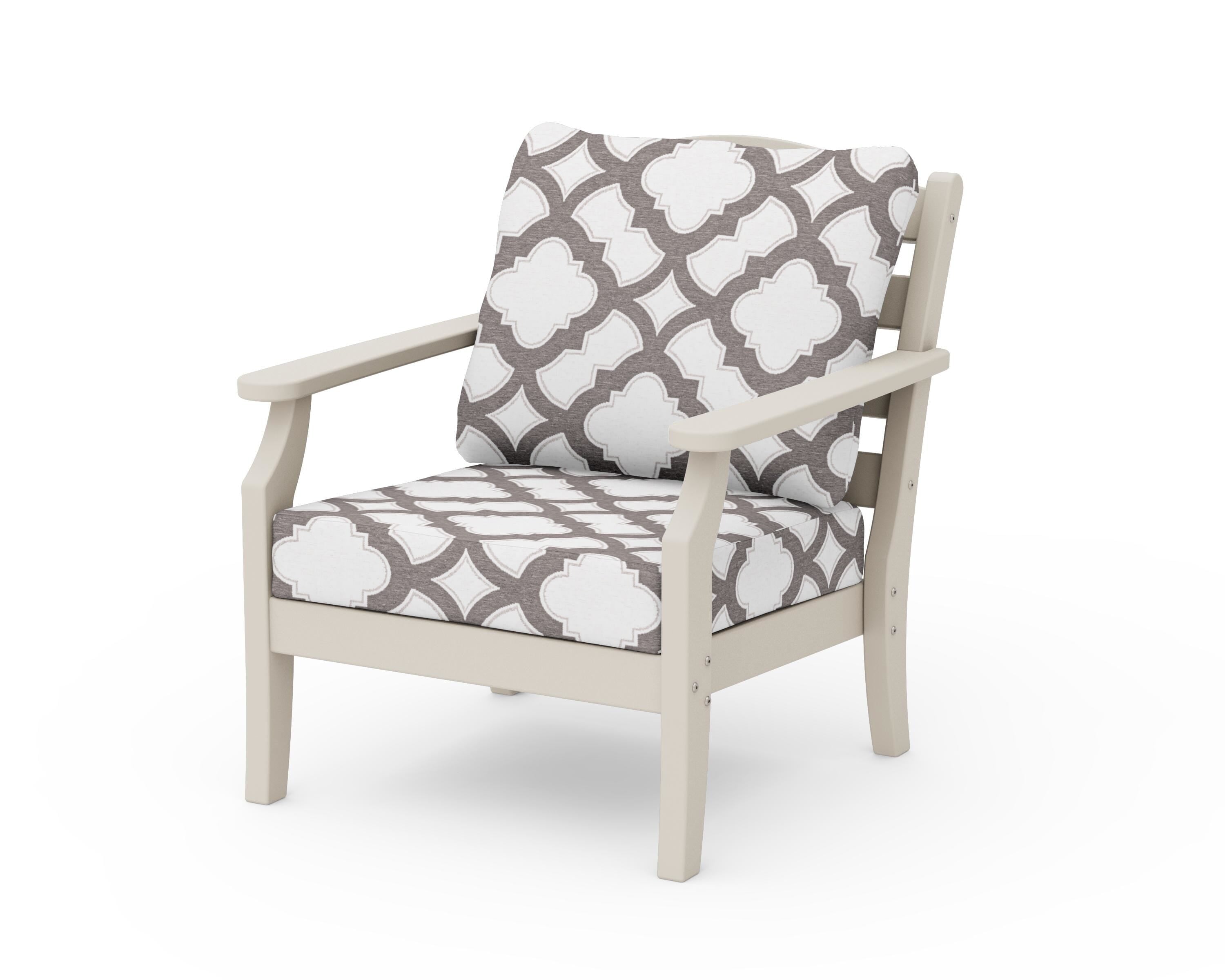 Draper James™ by  POLYWOOD® Savannah Deep Seating Chair in Sand / Trellis Grey Mist