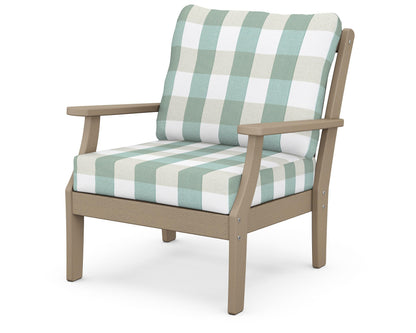 POLYWOOD® Braxton Deep Seating Chair in Vintage Sahara / Buffalo Plaid Glacier Spa