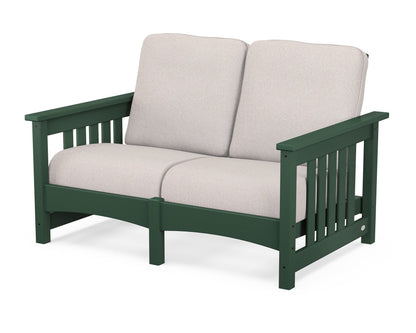 POLYWOOD® Club Mission Loveseat in Green / Dune Burlap