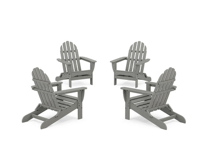 POLYWOOD® 4-Piece Classic Folding Adirondack Conversation Set in Slate Grey