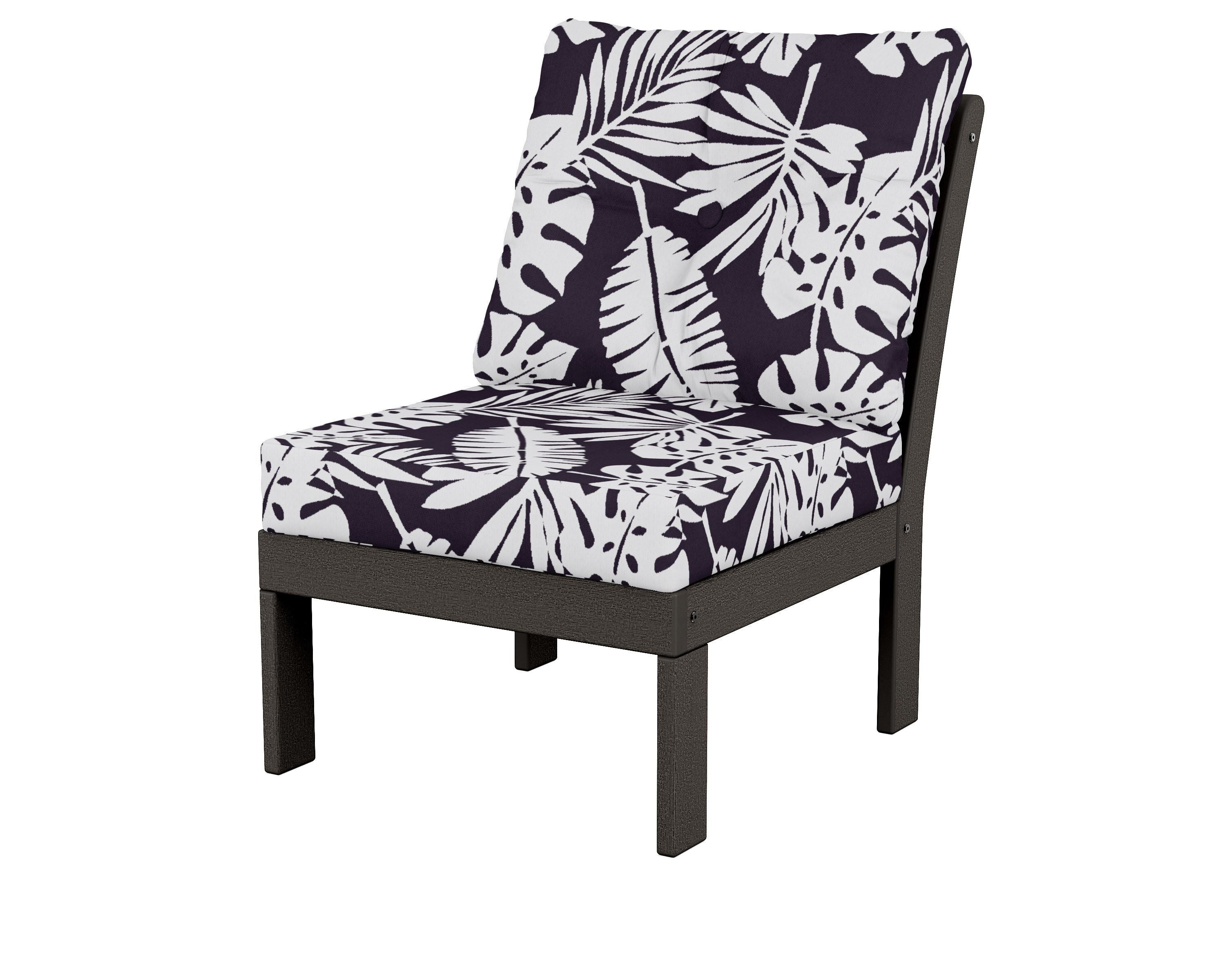POLYWOOD® Vineyard Modular Armless Chair in Vintage Coffee / Leaf Navy