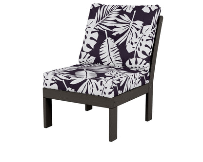 POLYWOOD® Vineyard Modular Armless Chair in Vintage Coffee / Leaf Navy