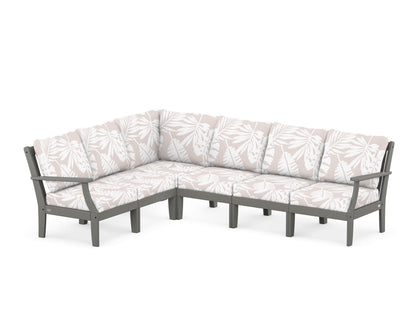POLYWOOD® Braxton Modular 6-Piece Deep Seating Set in Slate Grey / Leaf Dune Burlap
