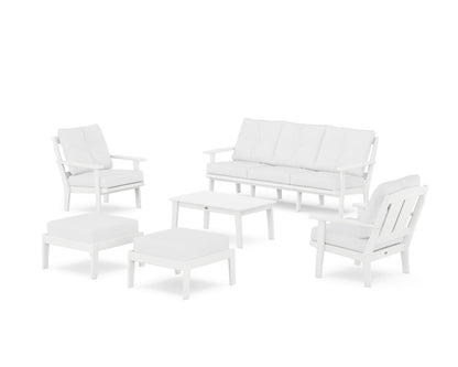 POLYWOOD® Mission 6-Piece Lounge Sofa Set in White / Natural