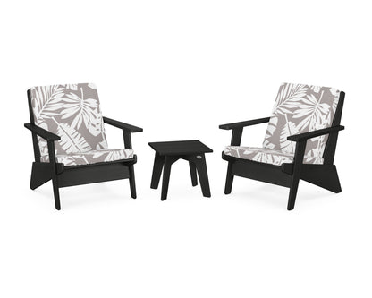 POLYWOOD® Riviera Modern Lounge 3-Piece Set in Black / Leaf Grey Mist