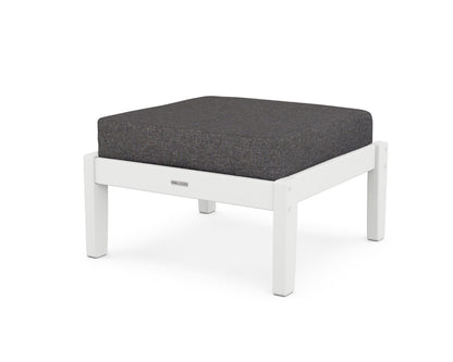 Martha Stewart by POLYWOOD® Chinoiserie Deep Seating Ottoman in White / Ash Charcoal