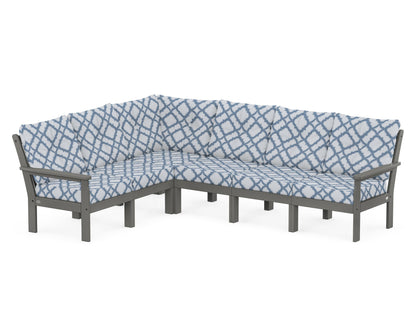 POLYWOOD® Vineyard 6-Piece Sectional in Slate Grey / Trellis Sky Blue
