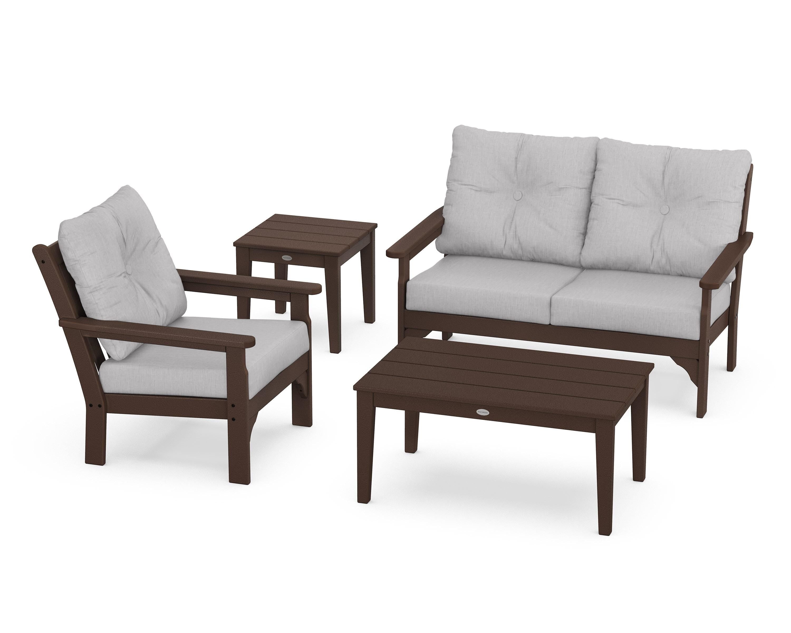 POLYWOOD® Vineyard 4-Piece Deep Seating Set in Mahogany / Granite