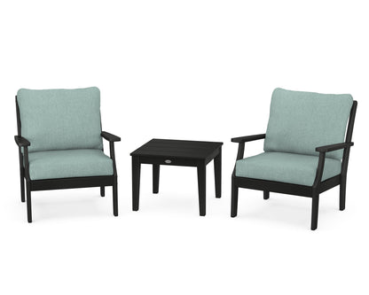 POLYWOOD® Braxton 3-Piece Deep Seating Set in Black / Glacier Spa
