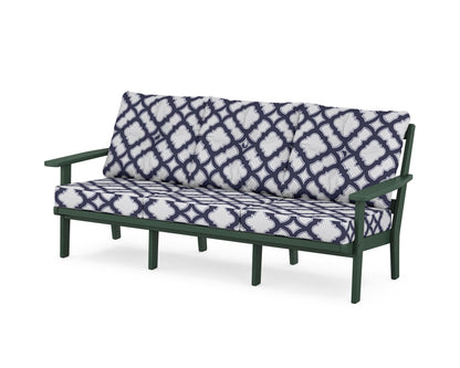 POLYWOOD® Oxford Deep Seating Sofa in Green / Trellis Navy