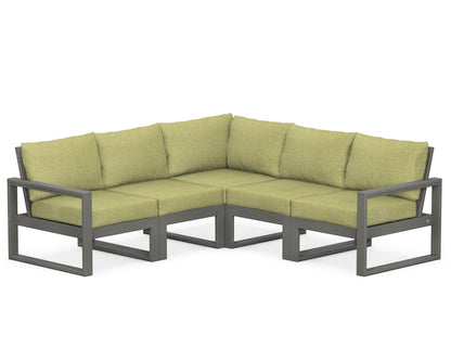 POLYWOOD® EDGE 5-Piece Modular Deep Seating Set in Slate Grey / Chartreuse Boucle