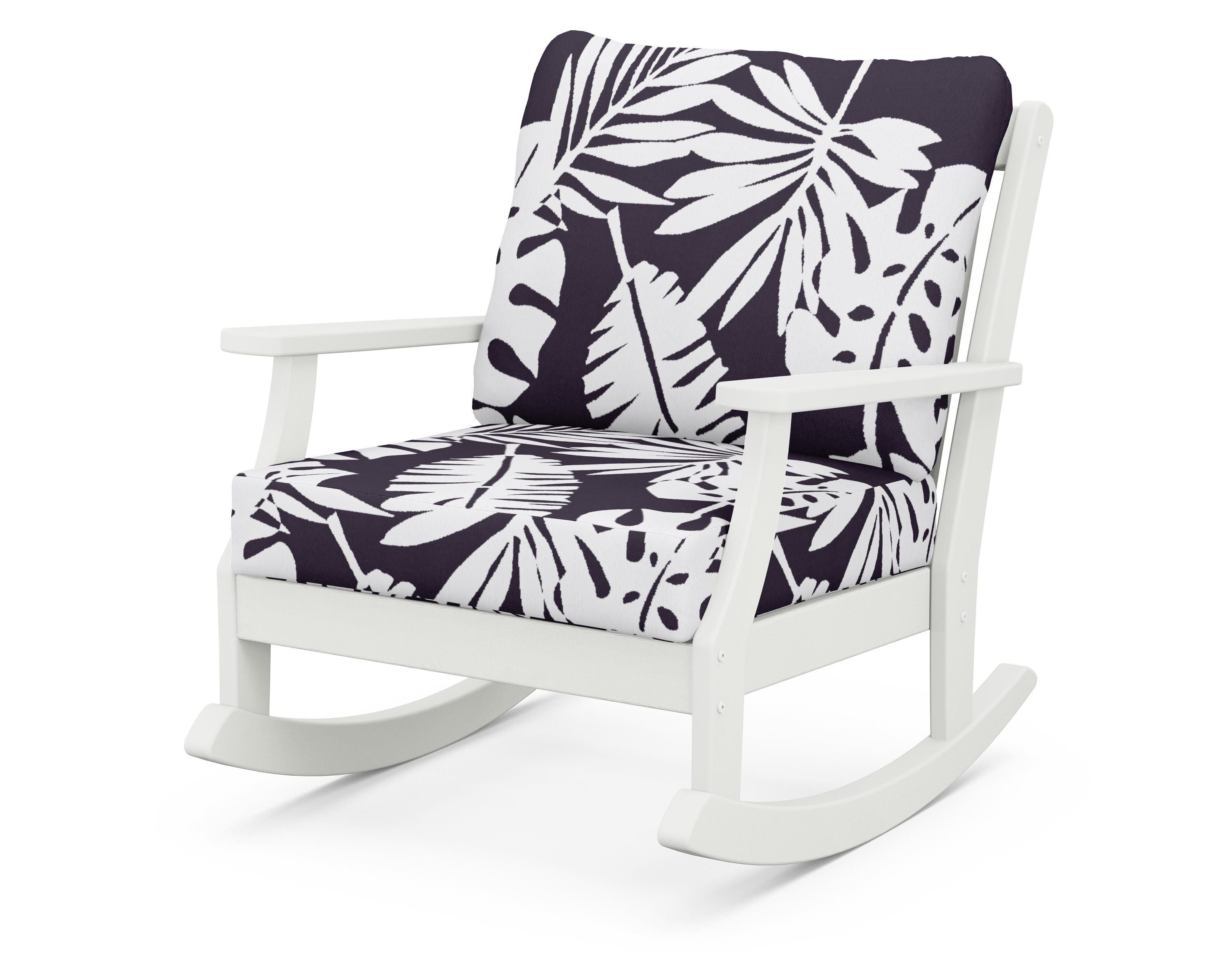 POLYWOOD® Braxton Deep Seating Rocking Chair in Vintage White / Leaf Navy