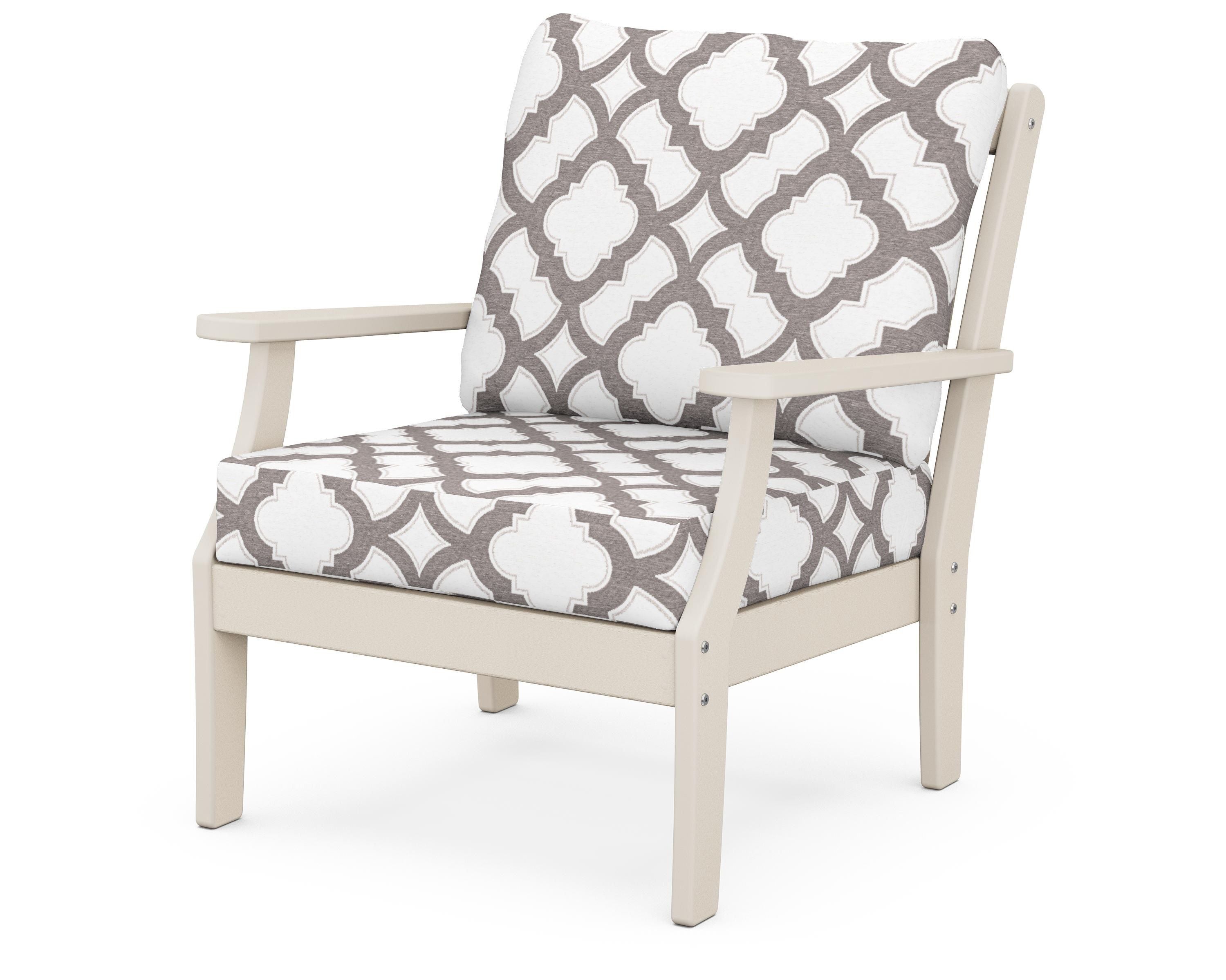 POLYWOOD® Braxton Deep Seating Chair in Sand / Trellis Grey Mist