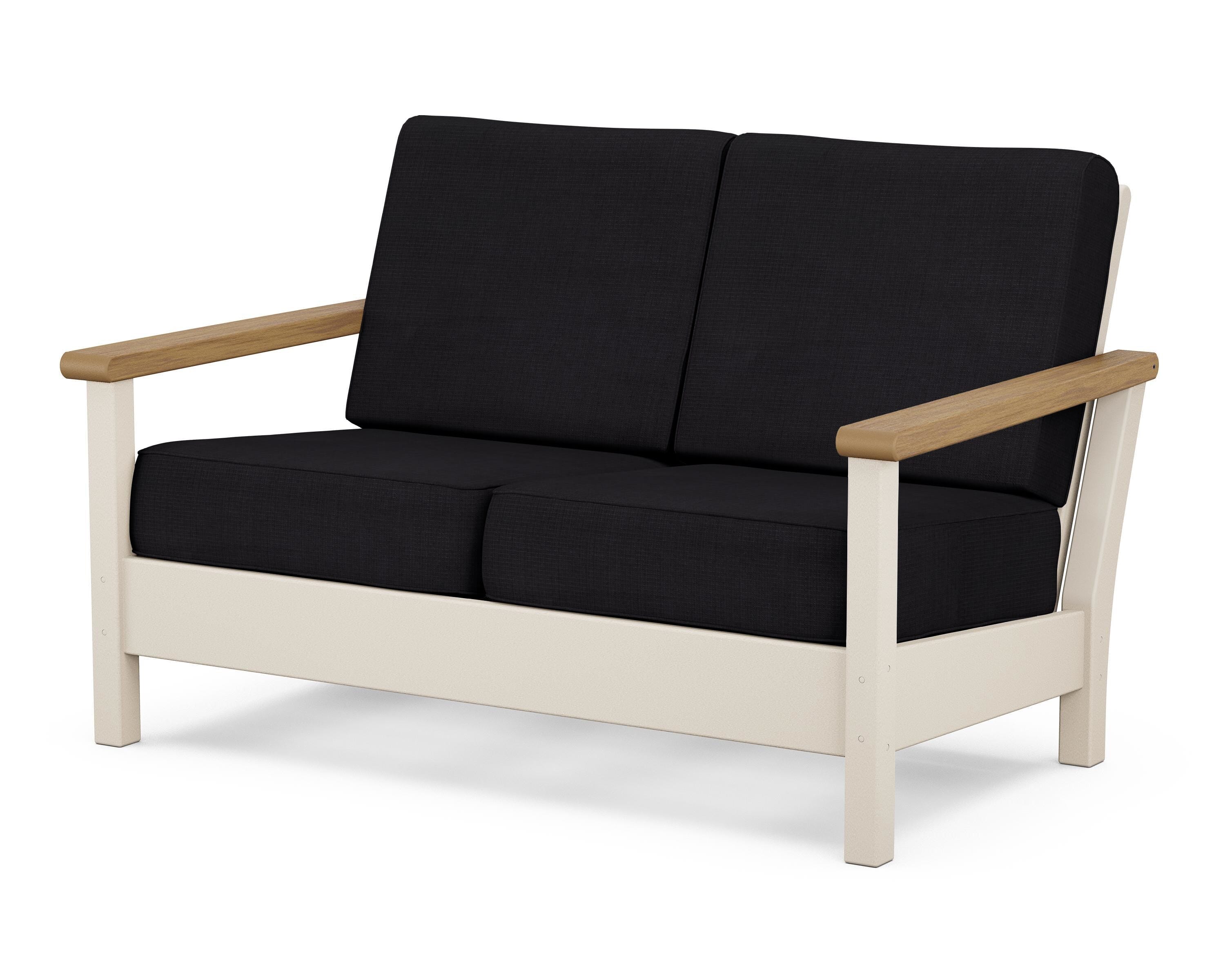 POLYWOOD® Harbour Deep Seating Loveseat in Sand / Natural / Midnight Linen