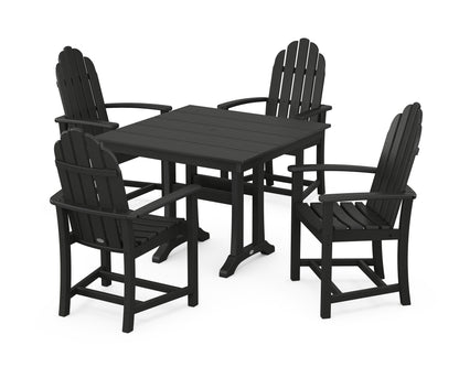 POLYWOOD® Classic Adirondack 5-Piece Farmhouse Dining Set With Trestle Legs in Black