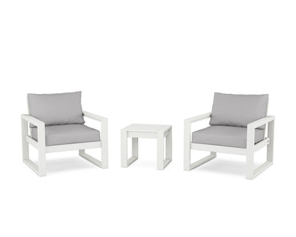 POLYWOOD® EDGE Sectional 3-Piece Deep Seating Set in Vintage White / Granite